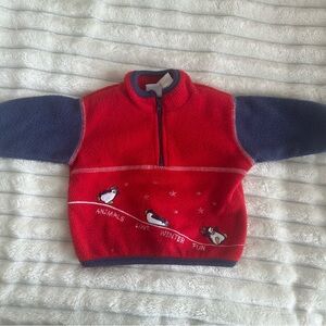 Vintage Red and Blue Kids Sweatshirt with Penguin Design